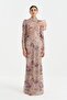Stone Embellished Collar Detailed Evening Dress - Powder
