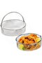 Stainless steel frying basket with perforated handle, suitable for air fryers. - 6