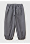 Boy's Anthracite Logo Printed Drawstring Waist Parachute Pants - 2