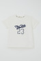 Boy's Shorts Set with Lettering Printed Shorts and Stripes for Ages 1.5-5, Ecru - 2
