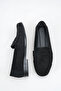 Belaviana Black Suede Women's Daily Soft Textured Oval Toe Moccasin Stitched Drawstring Loafer Shoes - 5