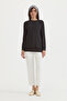 Combed Cotton Blouse with Chiffon Detail - Black