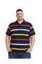 Men's Large Size Navy Blue Pinstripe Pique T-Shirt 3Xl-4Xl-5Xl-6Xl