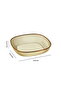 4-Piece Square Snack Plate Set, Transparent Multi-Purpose Appetizer & Fruit Tray for Kitchen & Dining (Gold) - 3