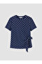Nevavm Oval Collar Polka Dot Gathered Blouse with a Difference - 5