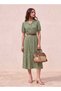 PUFF SLEEVE ELASTICATED MIDI DRESS