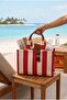 Red Striped Large Capacity Beach Bag – Fabric Shoulder Bag, Casual & Vacation Use - 2
