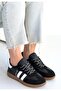 Zerti Black Leather Lace-Up Sports Shoes - 2