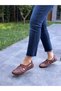 Brown Leather Caged Women's Casual Shoes - 3
