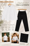 Boys' 100% Cotton Long Sleeve Polo Collar T-Shirt and Elastic Lace-Up Detailed School Pants Back to School - 8