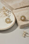 Pearl Detailed Yellow Color Flower Design Bijoux Earring Pair - 6