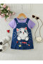 Girls Cute Cat Denim A-Line Dress
