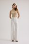 Women's Cream Wide Leg Jean Pants – High Waist Comfort Fit Loose Leg Denim Without Back Pockets - 5