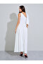 White Draped Sleeves A-Line Maxi Dress - 5