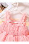 Girls Pink Strappy Mesh Dress - 4