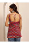 Red Printed Cotton Straight Kurti - 8
