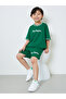 Boys Green Slogan Print T-Shirt and Shorts Set