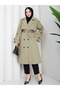 Women's Oversize Buttoned Hijab Trench Coat Rc3111 - 6