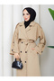 Women's Oversize Buttoned Hijab Trench Coat Rc3111 - 7