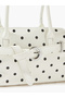 White Polka Dot Shoulder Bag with Buckle Detail - 4