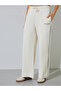 Beige Wide Leg Joggers with Slogan and Cross Stitch Detail - 2