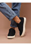 Black Mesh Panel Lace-Up Casual Sneakers - 7