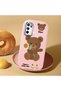 Oppo A16 Compatible Case Camera Protector Pink Silicone Couple Phone Case with Bear Pattern - 2