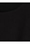 Ozmarka New Season Black Plus Size Crew Neck Gathered Blouse - 4
