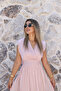 Pink Double-Breasted Collar Pleated Evening Dress - 2