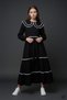 Black Girl's Lace Detailed Double Collar Polka Dot Long Dress 24753 - 4