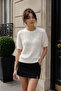 Women's Crew Neck Short Sleeve Soft Textured Knit Sweater