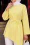 Tie-Waist Asymmetrical Cut Tunic Tsd260265 Yellow - 4