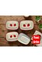 Tabak Kayık Rectangular Presentation & Breakfast Snack Set 4 Pieces 14 cm Strawberry