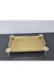 Figured, Metal-Handled, Stainless Steel Rectangular Tray Luxury Presentation Tray Light Gold-Silver - 4