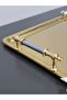 Figured, Metal Handle, Stainless Steel Rectangular Tray Luxury Presentation Tray North Gold-Silver - 2