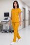 Women's V-Neck Bat Sleeve Powder, Pomegranate Flower, Mustard, Brick, Bitter Green Belinda Fabric Scrubs Set - 7