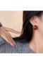 Amber Color Curved Women's Earrings - Retro Earrings with Gold Frame - 4