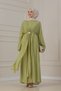 Bolero Detailed Defne Dress with Buckle Detail-Green - 3