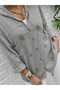 Hooded Colorful Star Embroidered Long Sleeve Pocketed Drawstring Cotton Linen Cardigan - 2