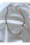 Women's Silver Color Half Baguette Stone Steel Necklace - 2