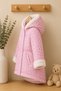 New Season Cool Fur Detailed, Zippered, Hooded Winter Plush Lined Baby Girl Coat-Mantle - 2