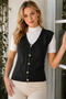 Women's Sleeveless V-Neck Cotton Hair Braided Diamond Pattern Modern Cut Stylish Casual Black Knitwear Vest Cardigan - 6