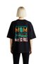 Women's Oversize Football Mom Chaotic Life Printed Short Sleeve Relaxed Fit T-Shirt Casual Modern Stylish