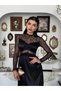 Women's Black Midi Dress Lace Transparent Detailed Satin Long Sleeve Evening Dress - 5