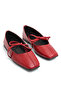 Women's Red Leather Lace-Up Ballerinas - 3