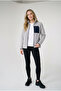 Women's Gray Comfortable Fit Full Zipper Thick Outdoor Fleece Jacket with Front Pockets - 4