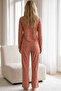 Dark Salmon Patterned Buttoned Cotton Lycra Knitted Pajama Set26240341 - 3