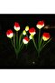Tulip solar garden light 3 bulbs red. - 4