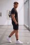 Men's Black-White Ribbed Lisbon Cotton Crew Neck Shorts T-Shirt Sports Casual Combination Set - 4