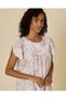 Women White Floral Print Flutter Sleeve Nightgown - 2